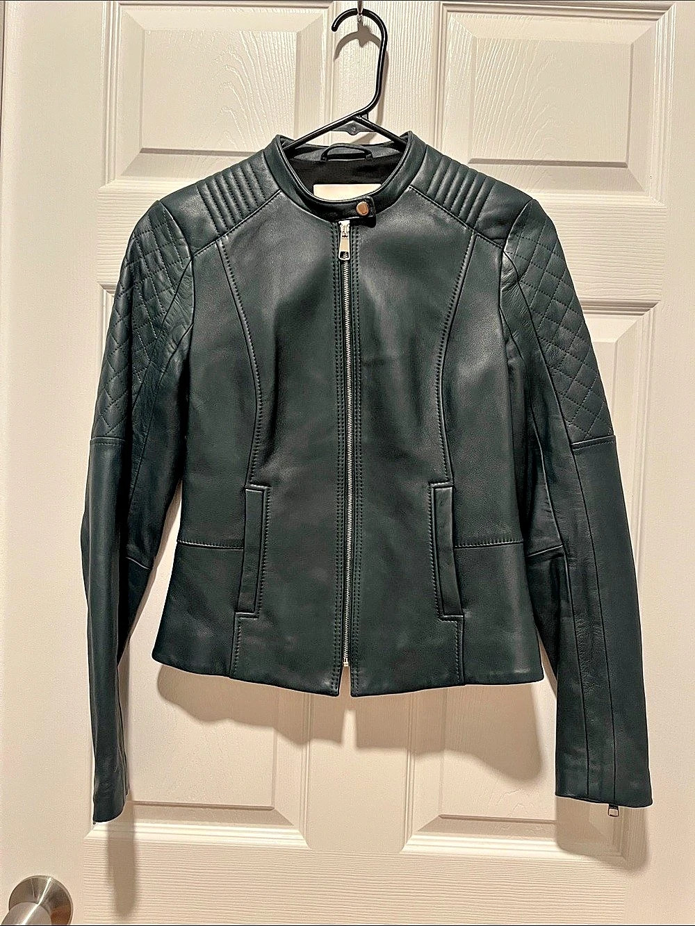 BOSS Leather Moto Jacket in Black US 2 Like New